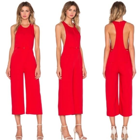 NBD Pants - NBD Red Hot Jumpsuit Culotte Racerback Size XS